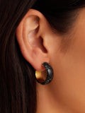 Paseo Marble Small Hoops in Black Marble Gold