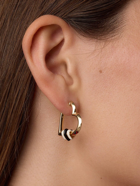 Campbell Heart Bead Hoops in Black