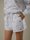 Stretched Out Shorts in Doggy Print Grey