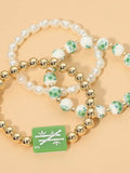 Three Bam Bracelet Set in Green