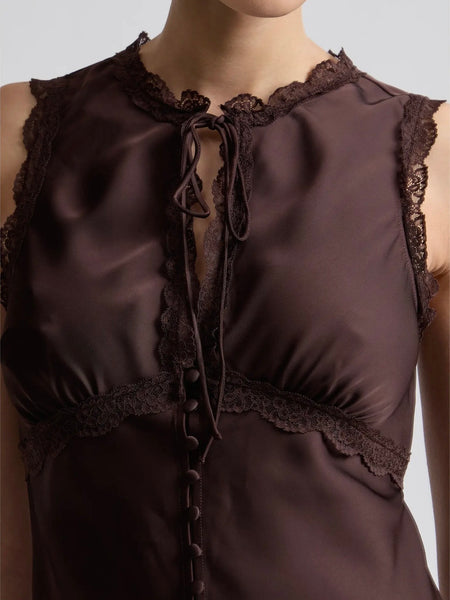 Satin Keyhole Empire Top in Russet