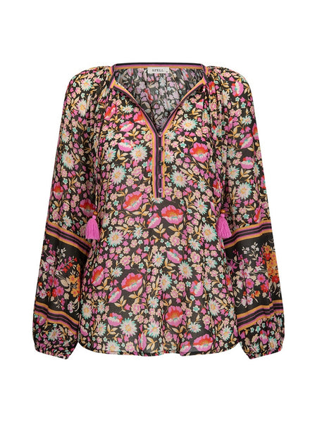 Impala Lily Tie Blouse in Night Blossom
