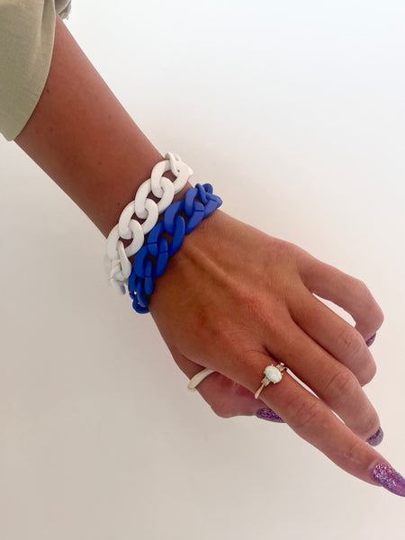 Matte Chunky Chain Bracelet in White