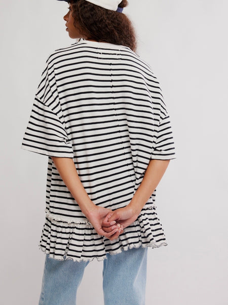 Why Yes Striped Tee in Black & White Combo