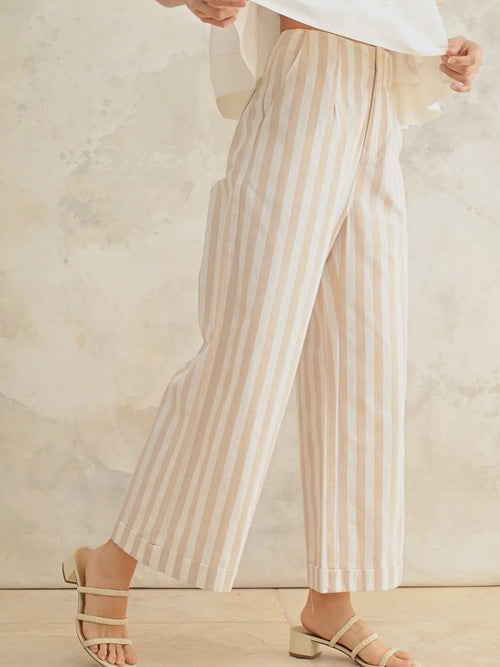 Poolside Stripe Pant in Beige