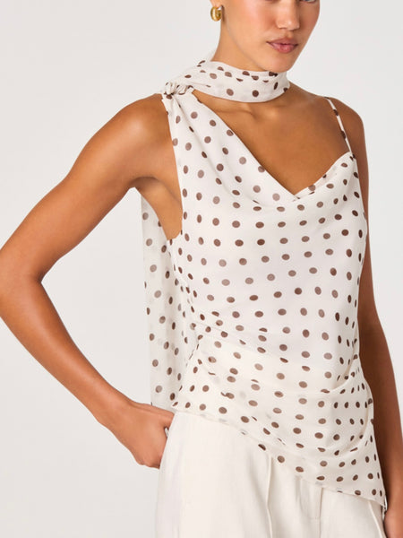 Adrie Top in Cream Polka Dot