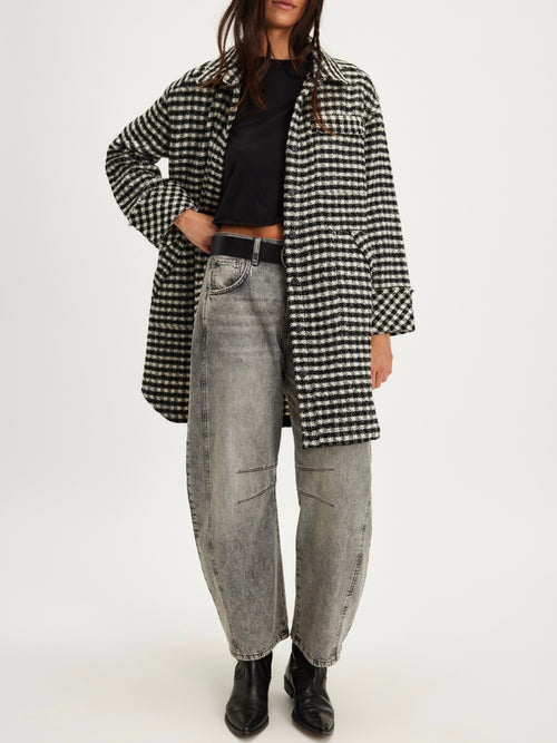 Get Around Houndstooth Shacket in Black & White