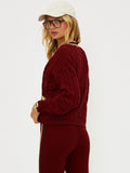Gene Cardigan in Maroon Merlot Colorblock