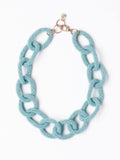 Jenna Chain Link Beaded Necklace in Light Blue