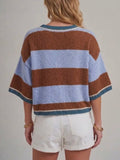 Cross The Line Sweater in Blue & Brown