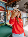 Rope Phone Wristlet in Red & White