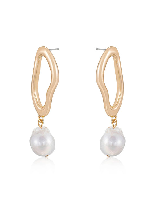 Open Circle Freshwater Pearl Earrings