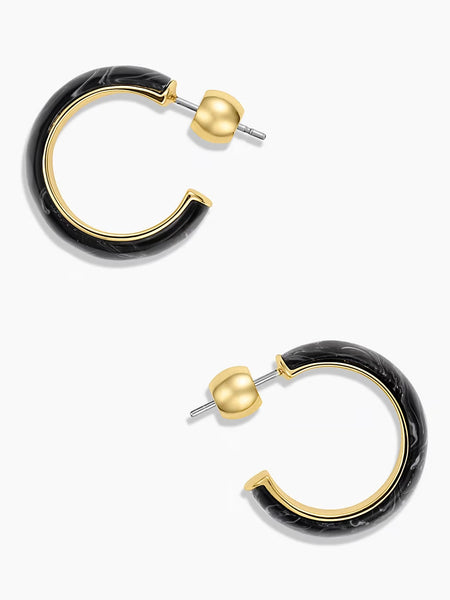 Paseo Marble Small Hoops in Black Marble Gold