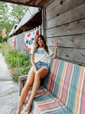 Meet Me At The Lake Ringer Tee in Green