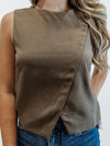 Sleeveless Woven Top in Brown
