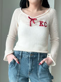 KC Long Sleeve Bow Top in Ivory