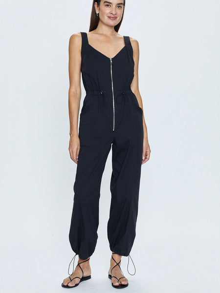 Viva Drawstring Jumpsuit in Noir