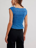 Marilyn Denim Corset in Skylight