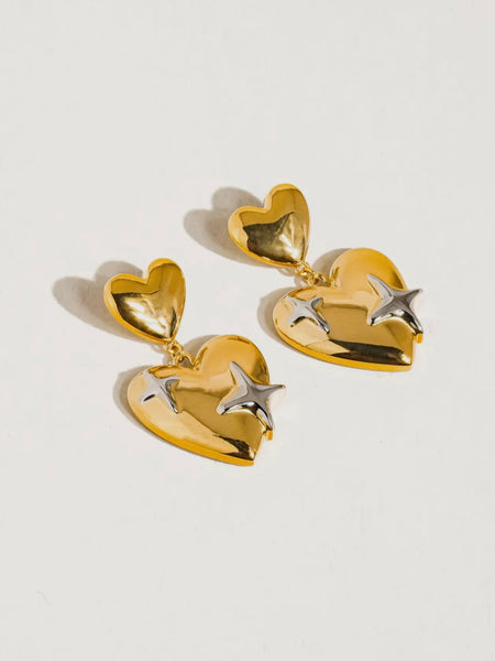 Aureole Heart & Star Dangle Earrings