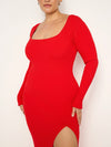 Virgo Rib Long Sleeve Gown in Grenadine