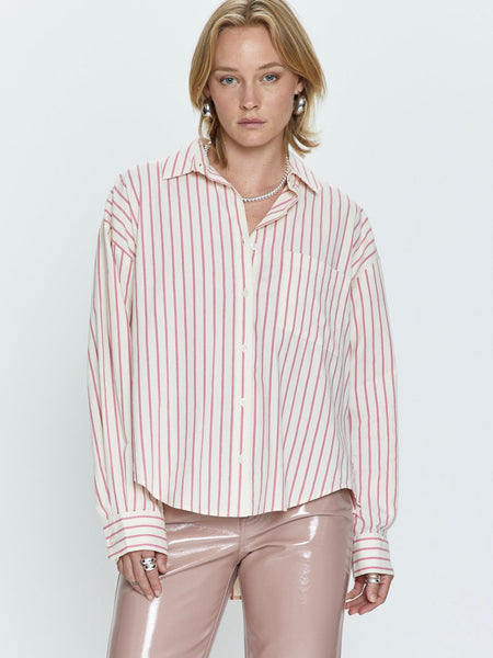 Sloane Button Up Shirt in Rose Multi Stripe