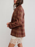 Dean Double Breasted Blazer in Oliver Plaid Brown