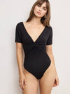 Jersey Twist Front Bodysuit in Black