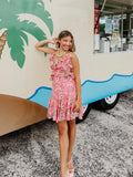 Friday Florals Ruffle Dress in Pink