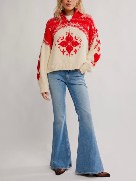 Mythical Sweater in Vanilla Scarlet Combo