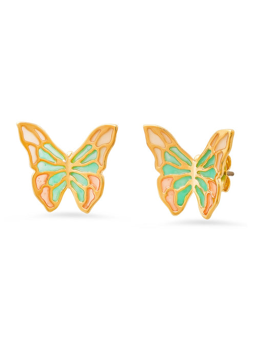 Pink & Blue Enamel Butterfly Earrings