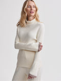 Ravena Rib Knit High Neck Top in Egret