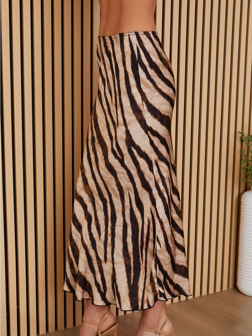 Let's Hear You Roar Skirt in Beige & Black