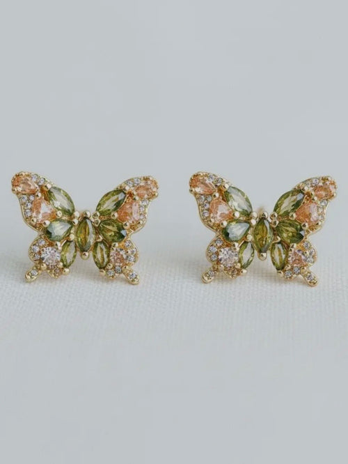 Ornate CZ Butterfly Studs