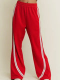 Sideline Wide Leg Track Pant in Red