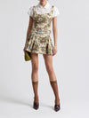 Floral Brocade Lace Trim Top in Taupe