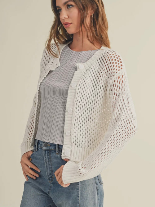 Fisherman Core Cardigan in Cream