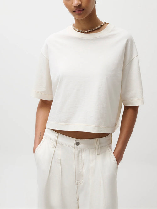 Mae Cropped Tee in Soft White