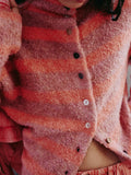 WTF Button Collection Cardigan in Peach Combo