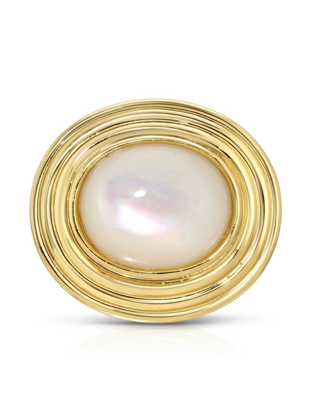 Saturn Statement Ring in Mother of Pearl