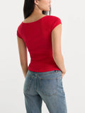 The Variegated Rib Top in Crimson Rose