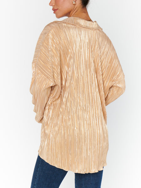 Everywhere Top in Gold Pleat