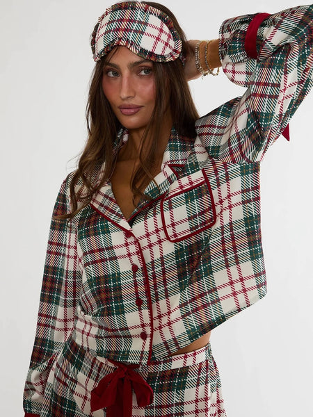 Eye Mask in Frosted Pine Plaid