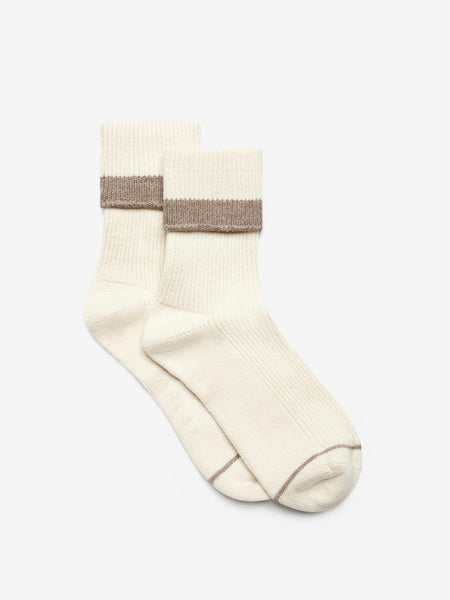 Kerry Plush Roll Top Sock in Egret/Sand Marl