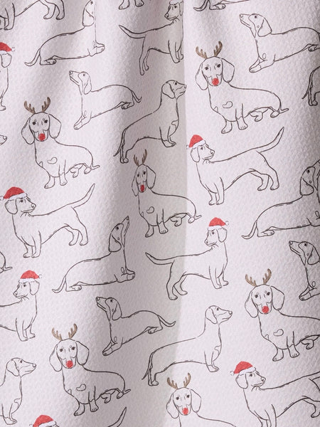 Festive Doxies Tea Towel