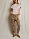 Everett Boxy Crewneck Tee in Mocha Stripe