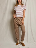 Everett Boxy Crewneck Tee in Mocha Stripe