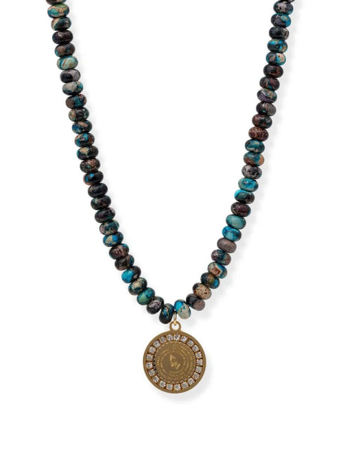 Watercolor Prayer Warrior Necklace in Blue