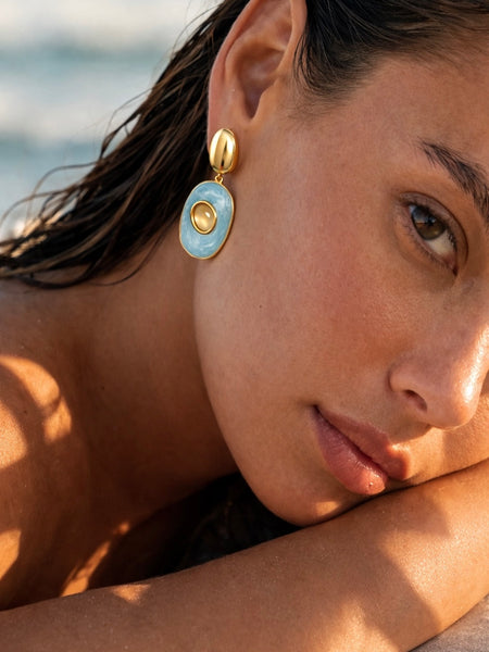 Glenda Light Blue Drop Earrings