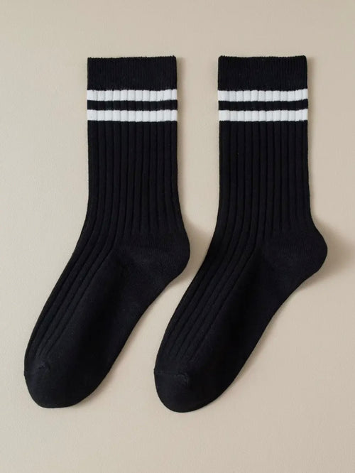 Double Stripe Socks in Black