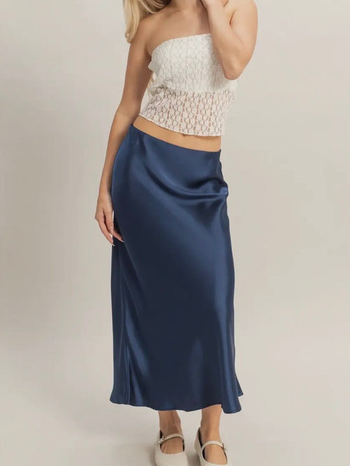 She's Cute Midi Skirt in Navy